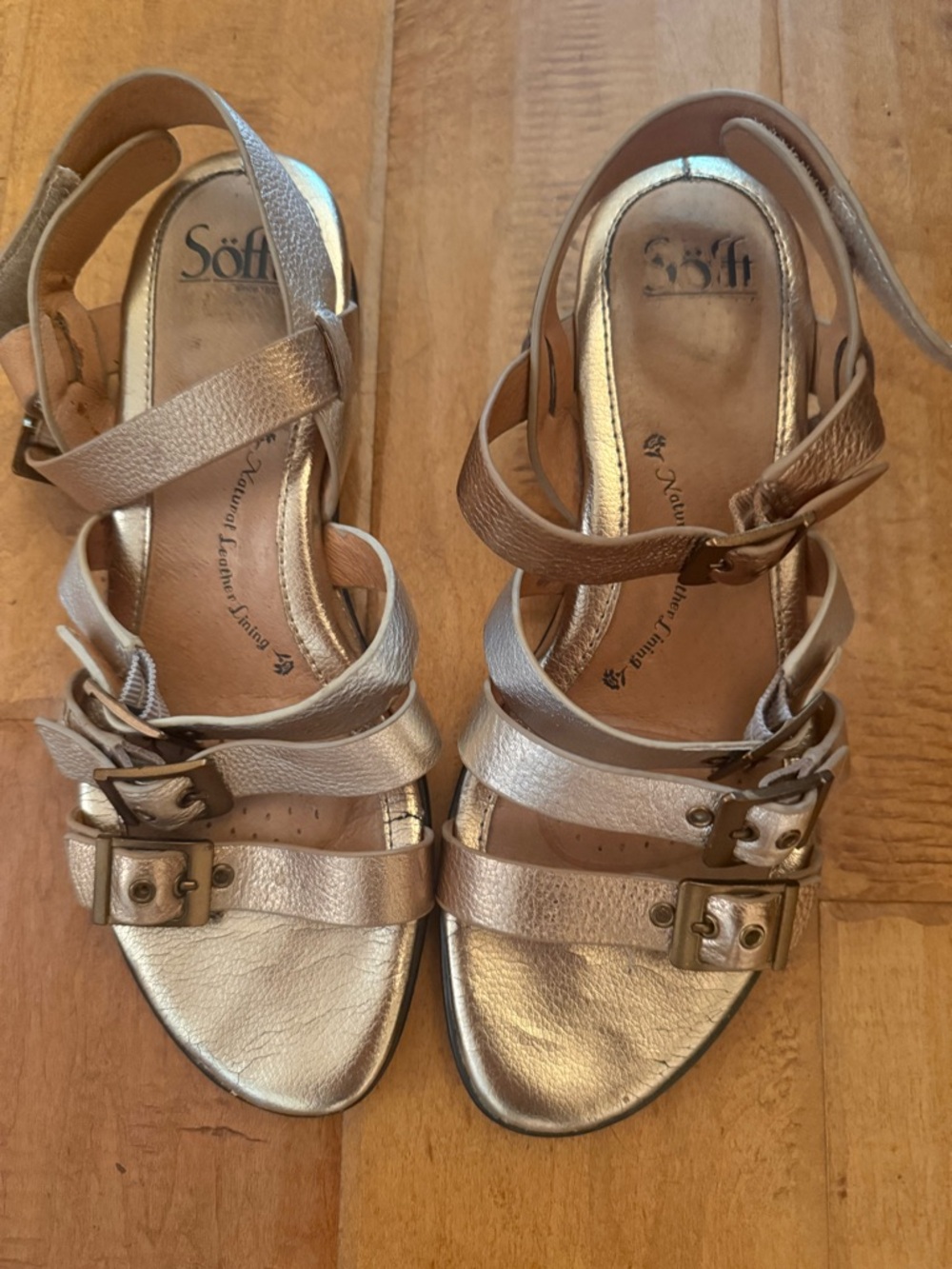 Metallic Silver Leather Strappy Sandals